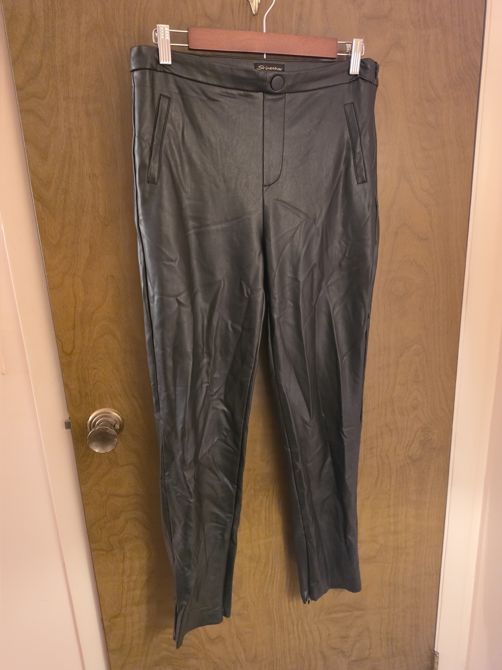 Shinestar Black Faux Leather Pants Size L
